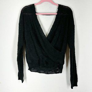 HYFVE Cross Over Black V Neck Line Long Sleeve Top size L